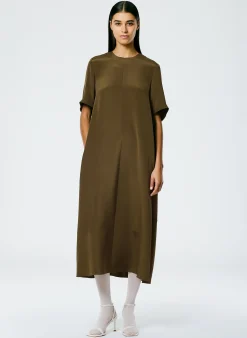 Dresses>Tibi 4 Ply Silk T-Shirt Dress Wood