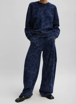 Leisure Sets|Knitwear & Sweatshirts>Tibi Acid Wash Cocoon Crewneck Sweatshirt Acid Navy
