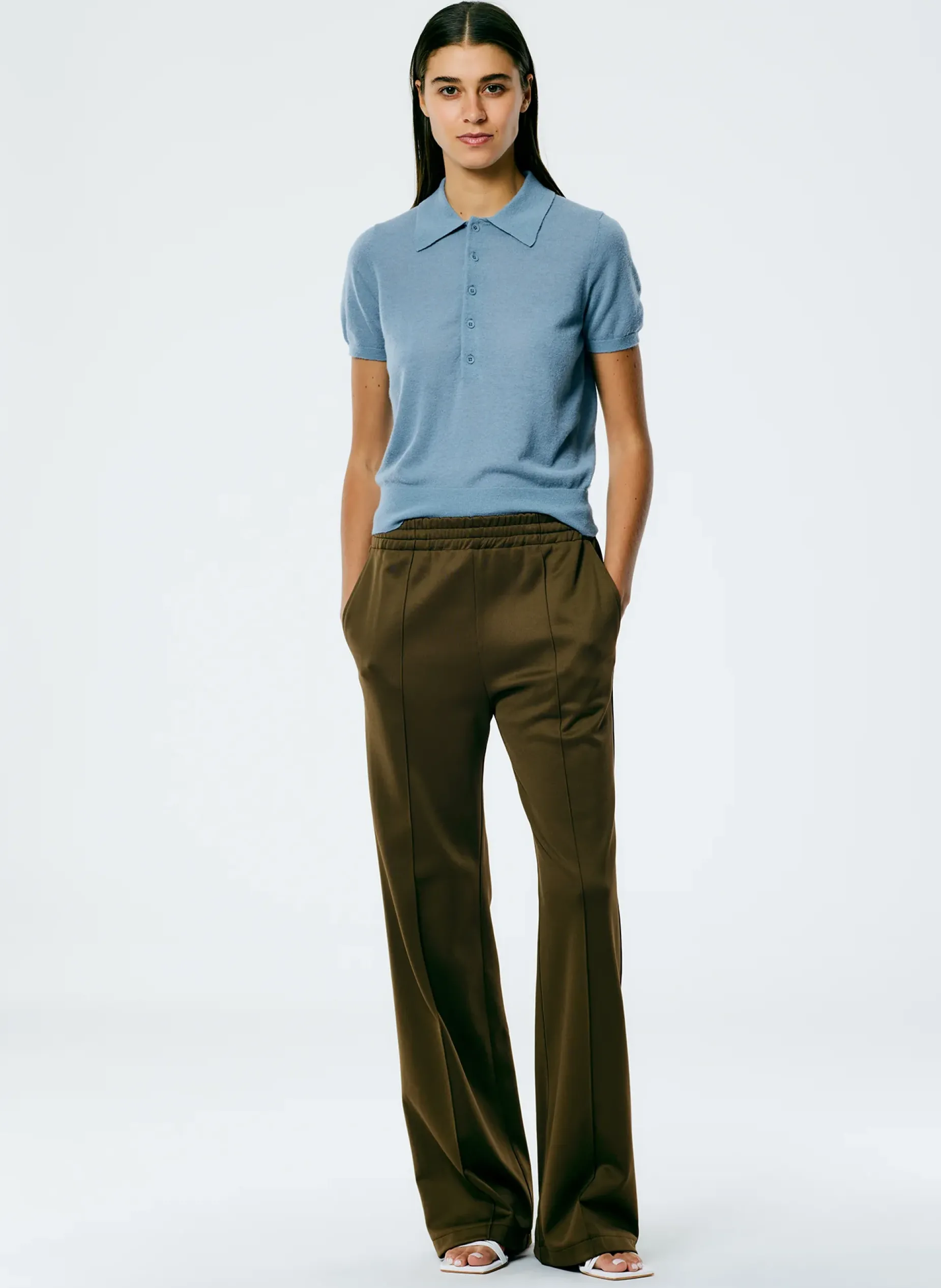 Pants & Shorts>Tibi Active Knit Scottie Jogger Wood