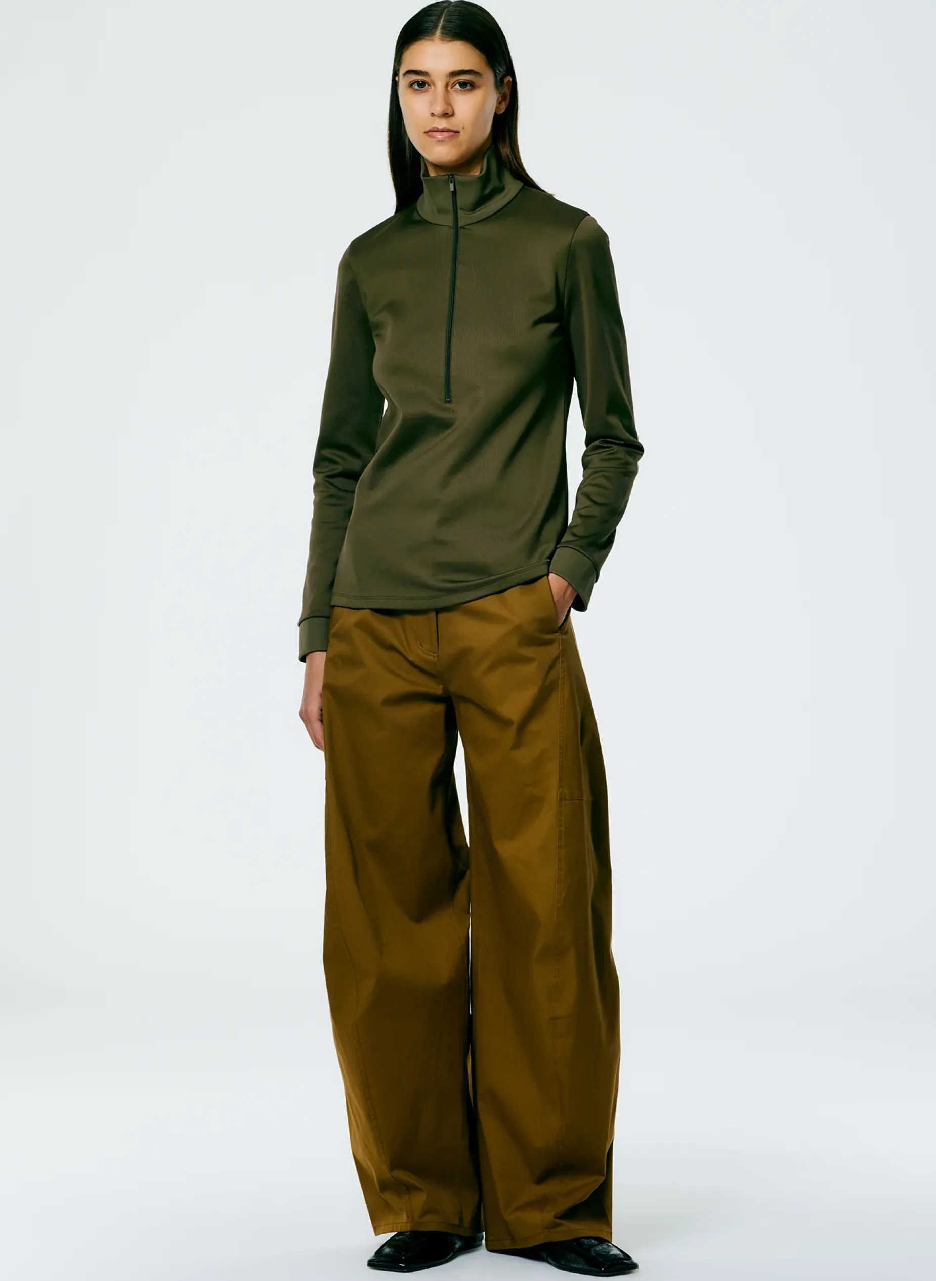 Tops>Tibi Active Knit Slim Sporty Top Wood
