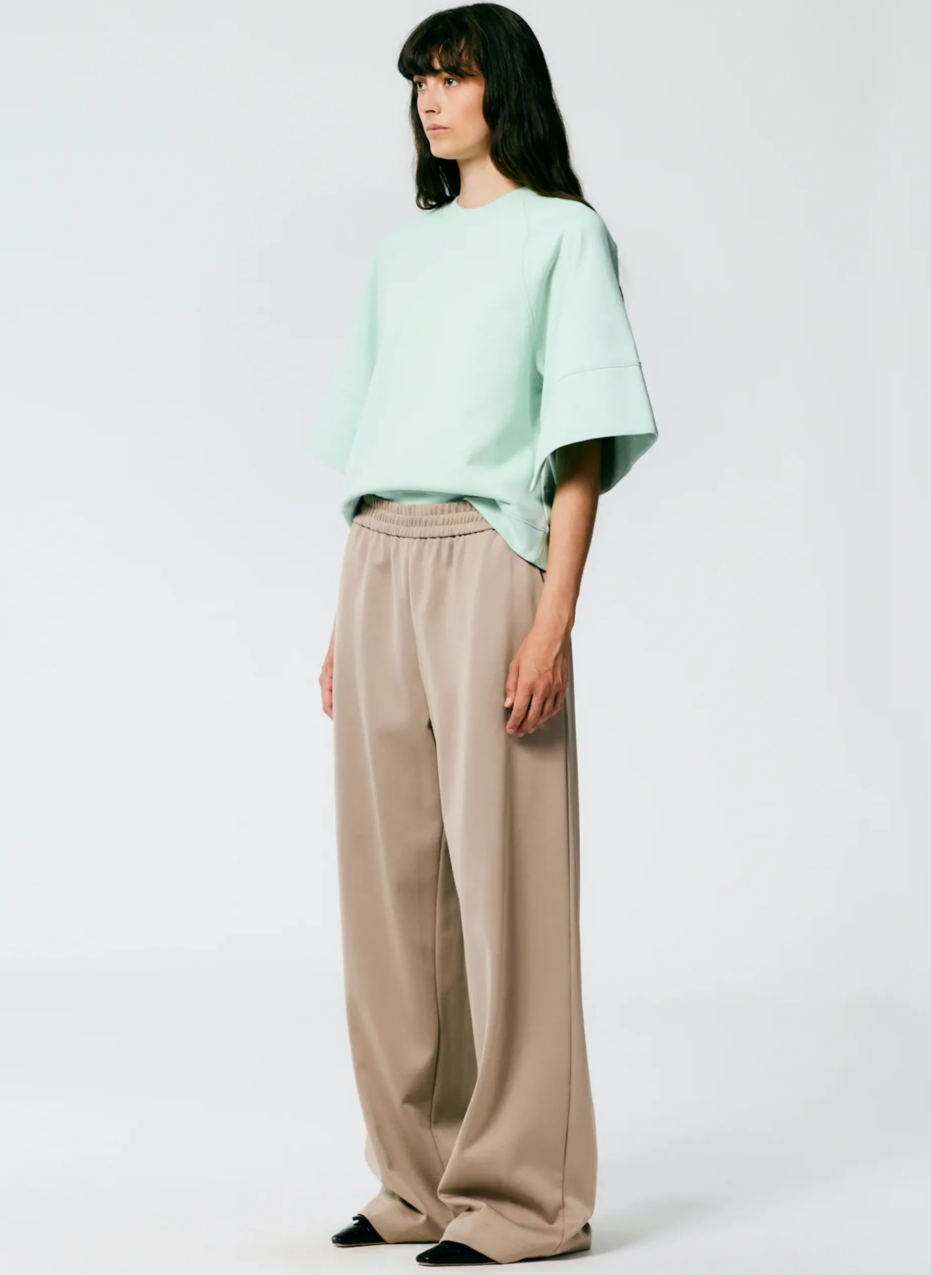 Pants & Shorts|Fundamentals - WOFs>Tibi Active Knit Wide Leg Pull On Pant Khaki