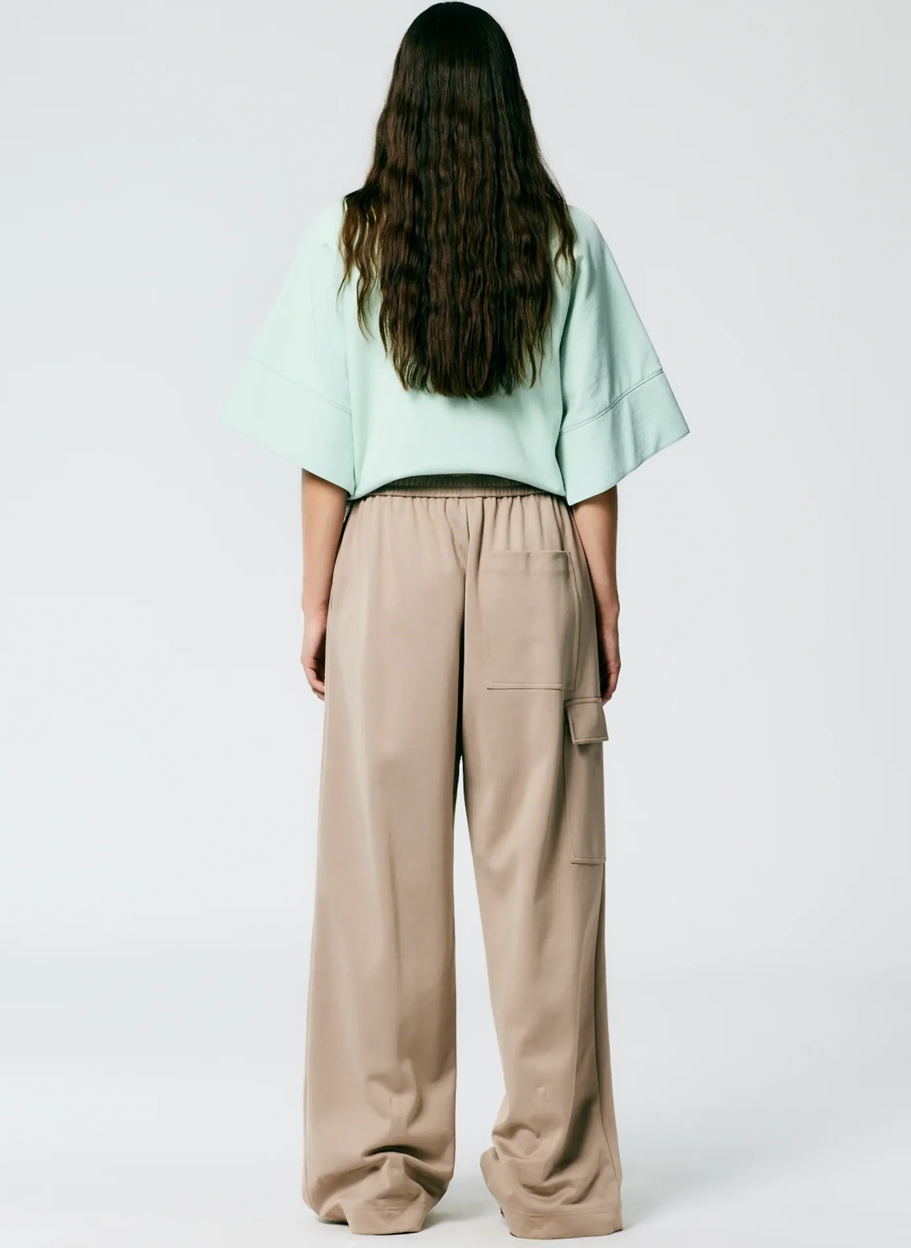 Pants & Shorts|Fundamentals - WOFs>Tibi Active Knit Wide Leg Pull On Pant Khaki