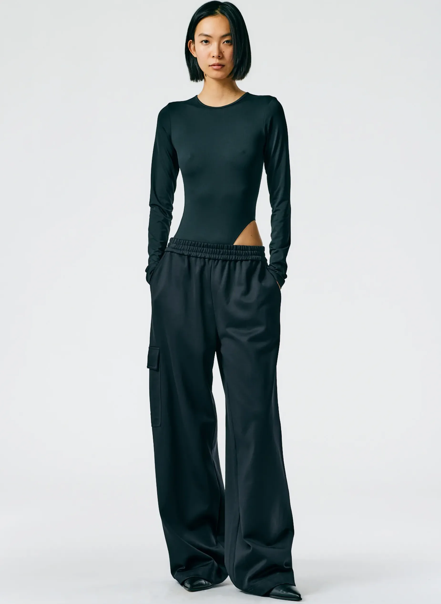 Pants & Shorts>Tibi Active Knit Wide Leg Pull On Pant Black