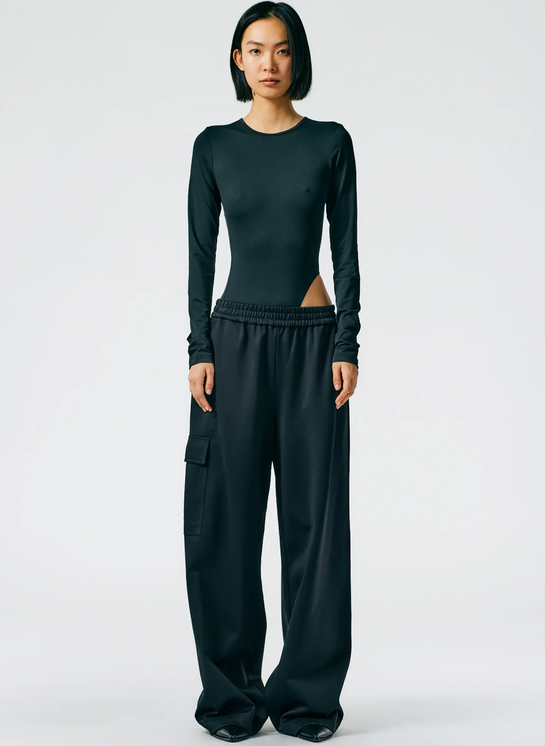 Pants & Shorts>Tibi Active Knit Wide Leg Pull On Pant Black