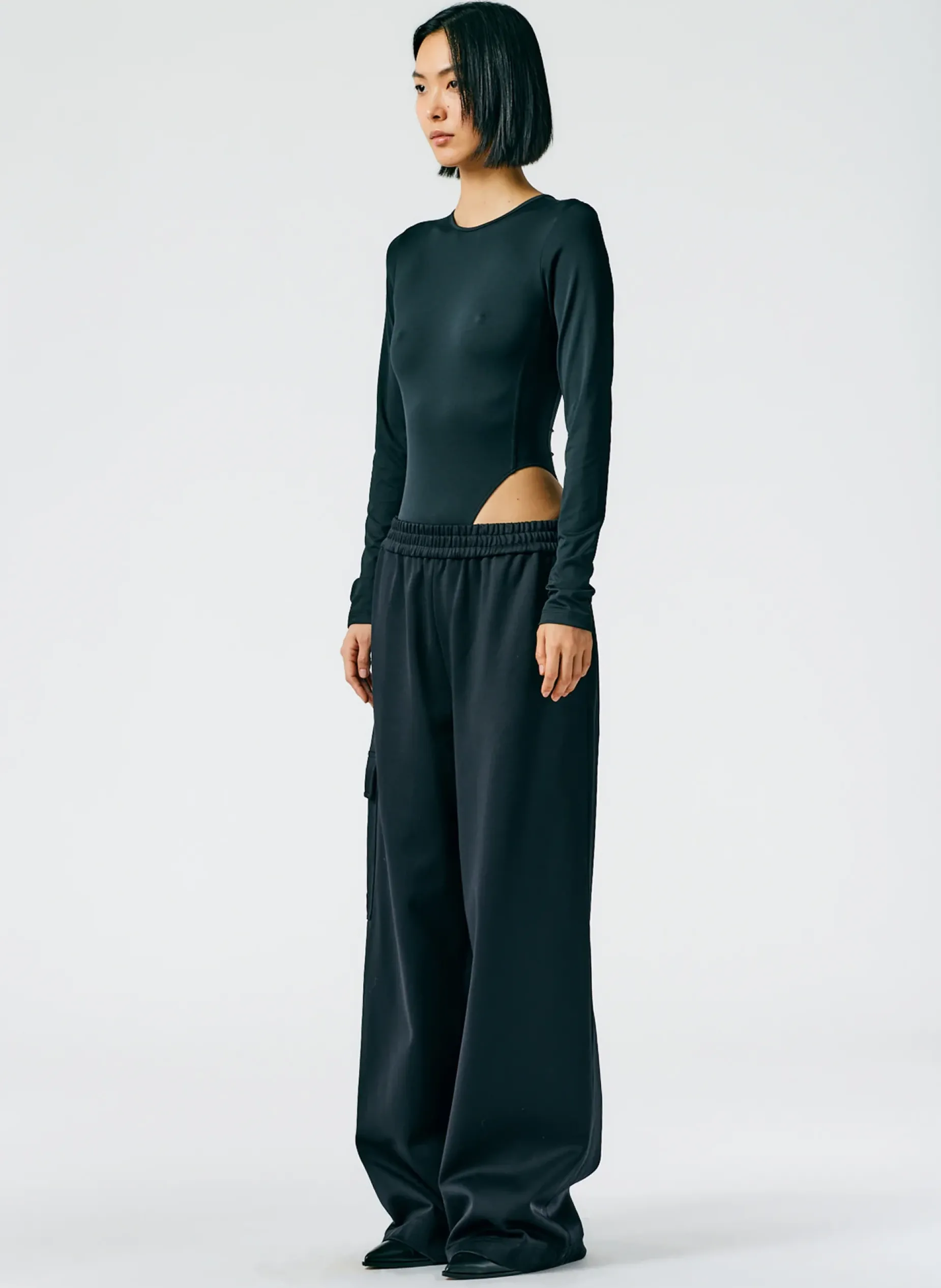 Pants & Shorts>Tibi Active Knit Wide Leg Pull On Pant Black