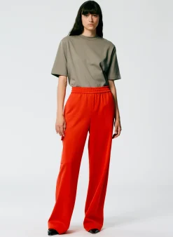Pants & Shorts>Tibi Active Knit Wide Leg Pull On Pant Red
