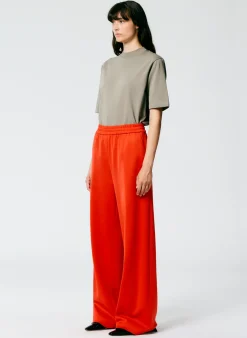 Pants & Shorts>Tibi Active Knit Wide Leg Pull On Pant Red