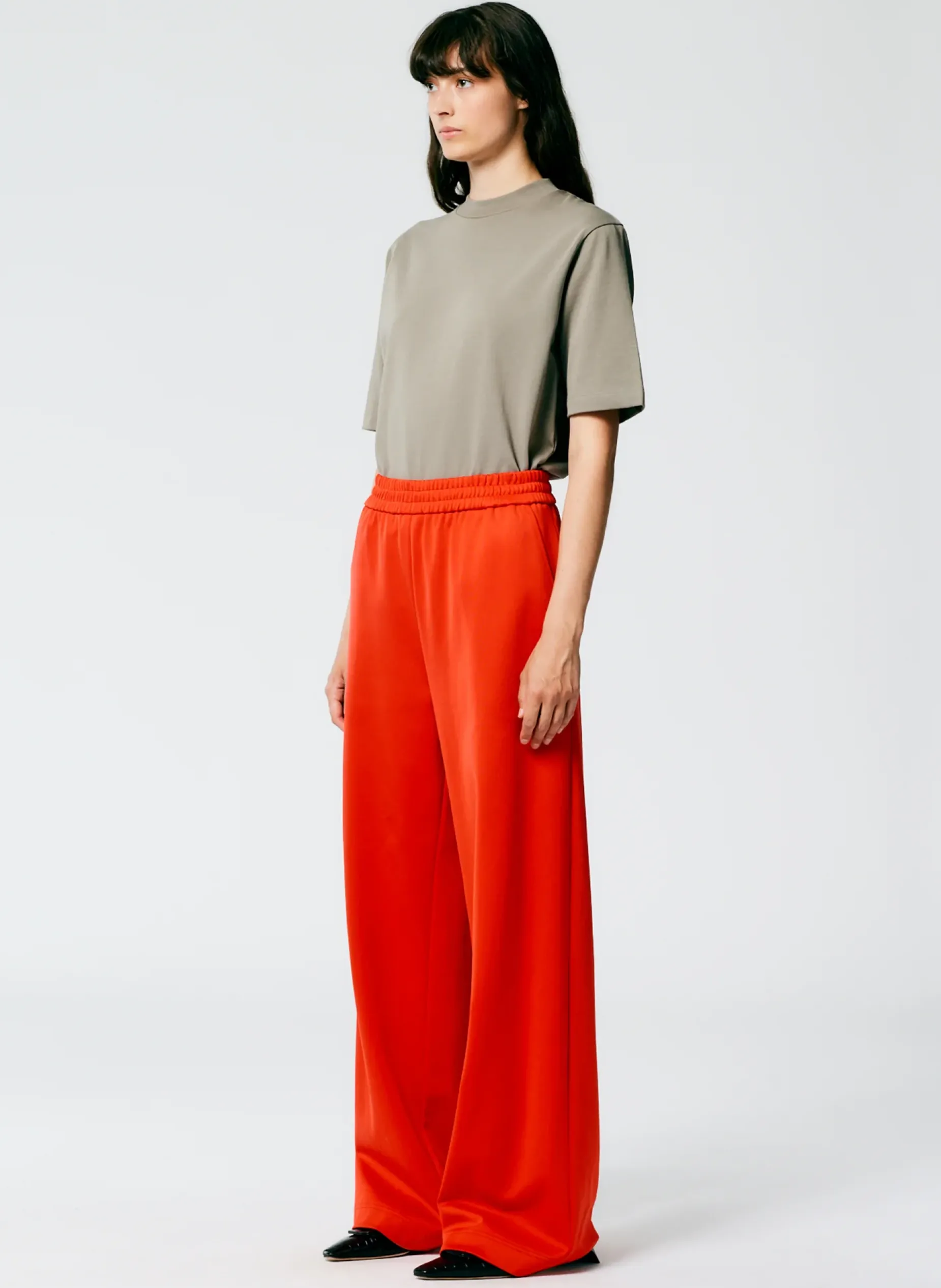 Pants & Shorts>Tibi Active Knit Wide Leg Pull On Pant Red
