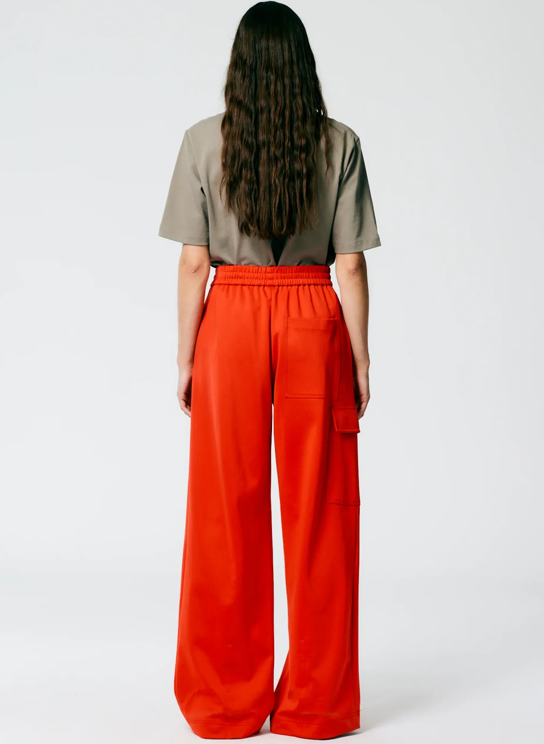 Pants & Shorts>Tibi Active Knit Wide Leg Pull On Pant Red