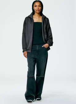 Jackets & Outerwear>Tibi Active Knit Zipper Detailed Track Jacket Navy Fog