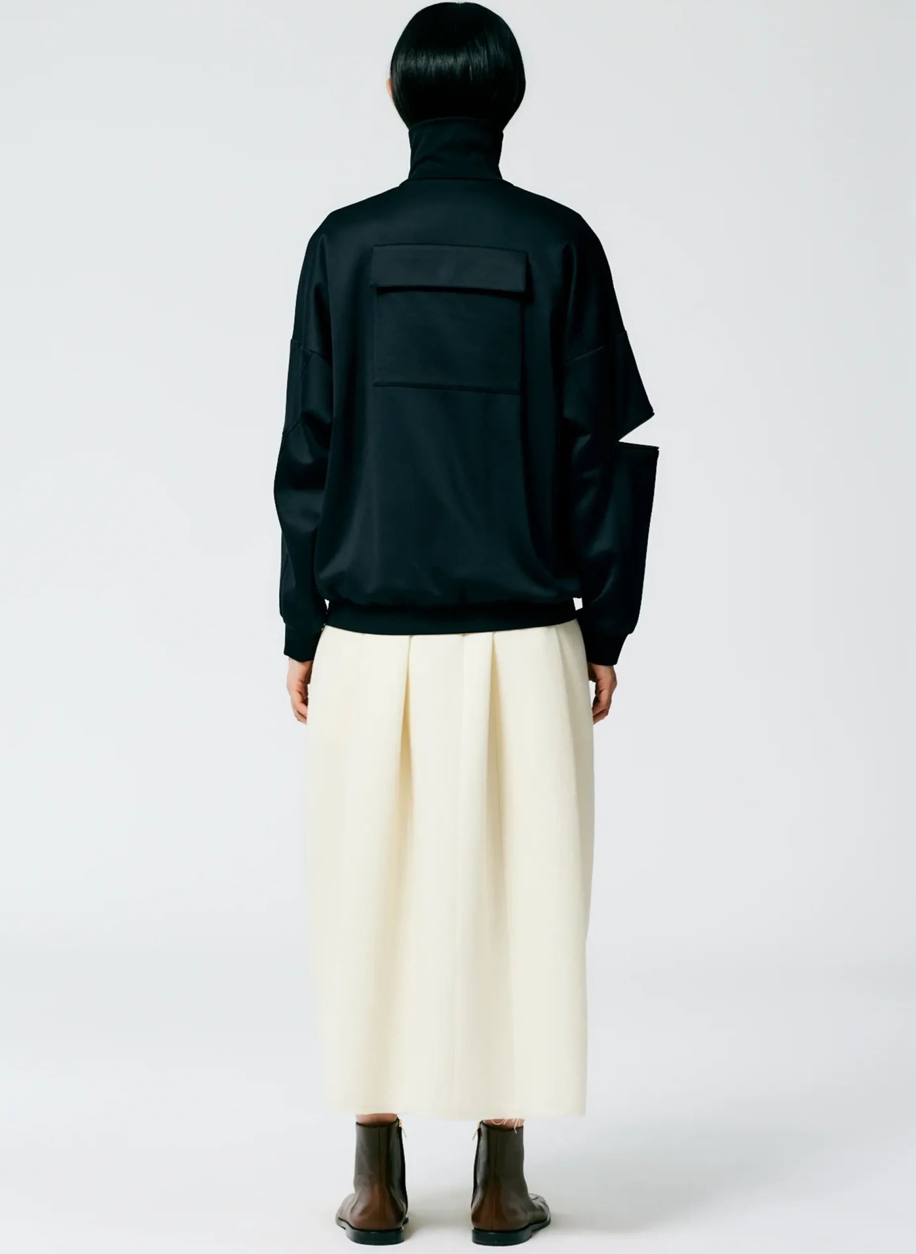 Jackets & Outerwear>Tibi Active Knit Zipper Detailed Track Jacket Black