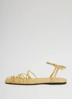 Flats|Sandals>Tibi Berneice Kidskin Sandal Gold