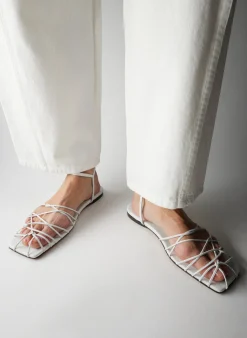Flats|Sandals>Tibi Berneice Kidskin Sandal Optic White