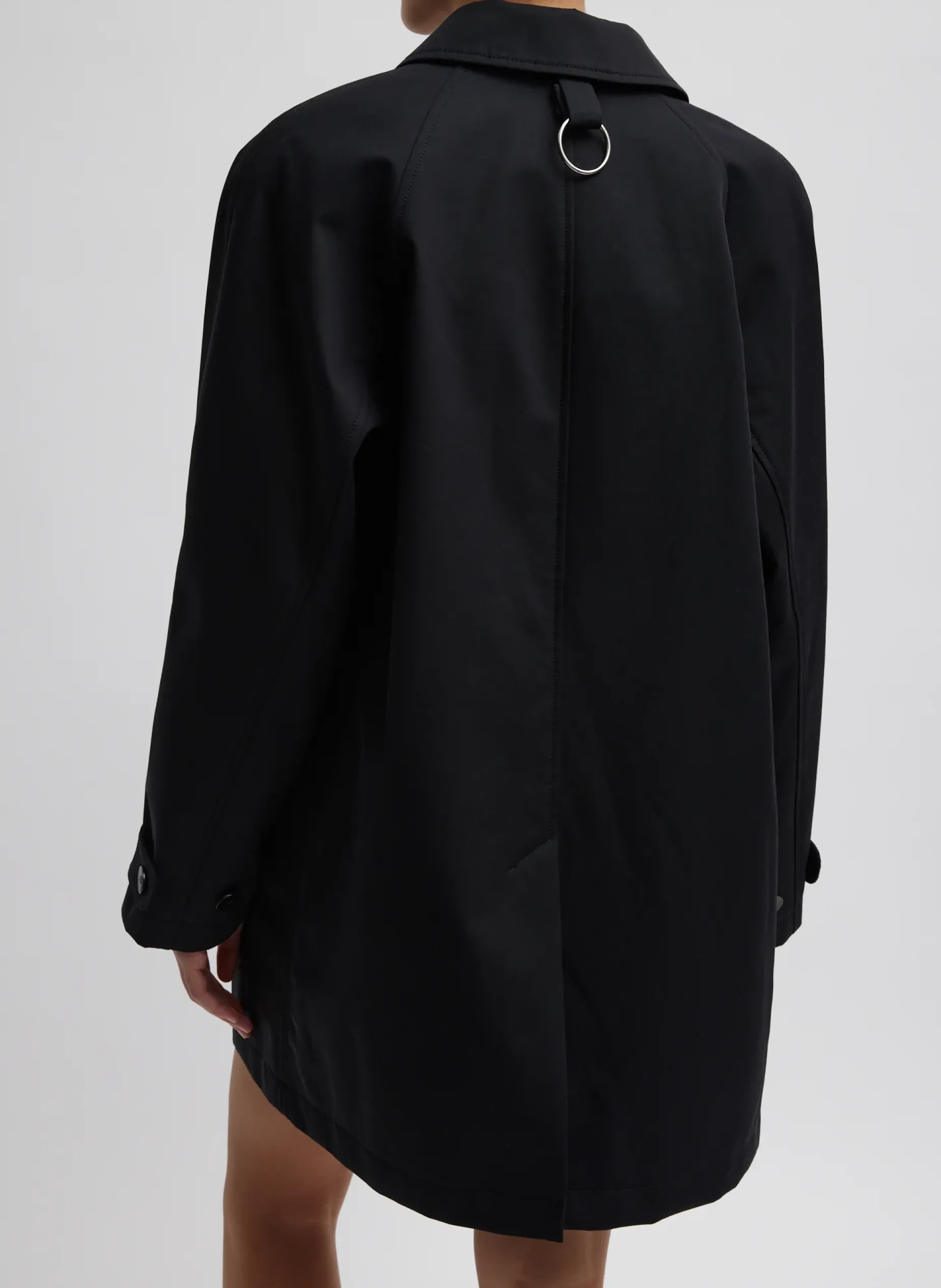 Jackets & Outerwear>Tibi Bonded Luxe Twill Carcoat Black