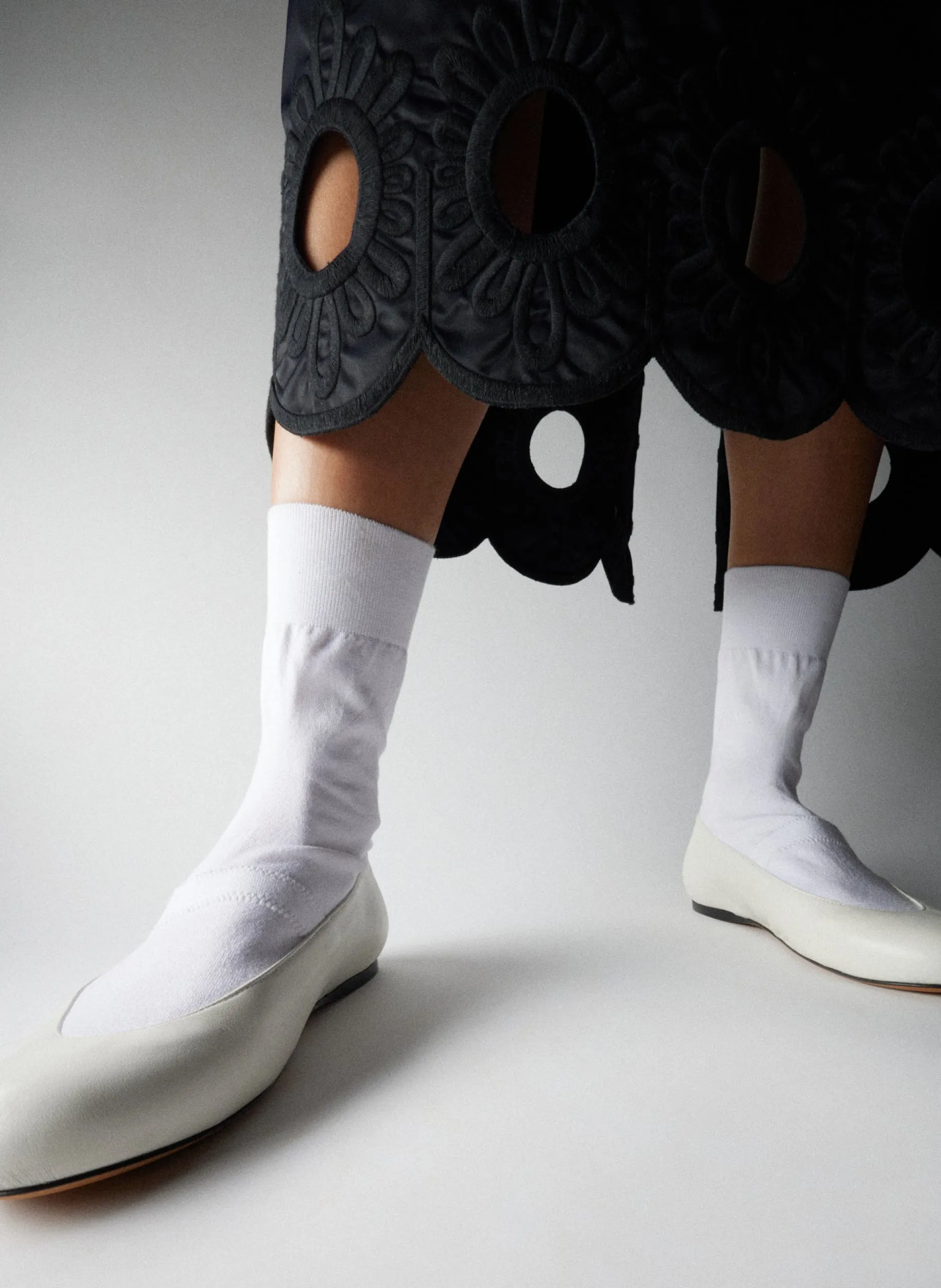 Flats>Tibi Borg Sock Shoe Optic White