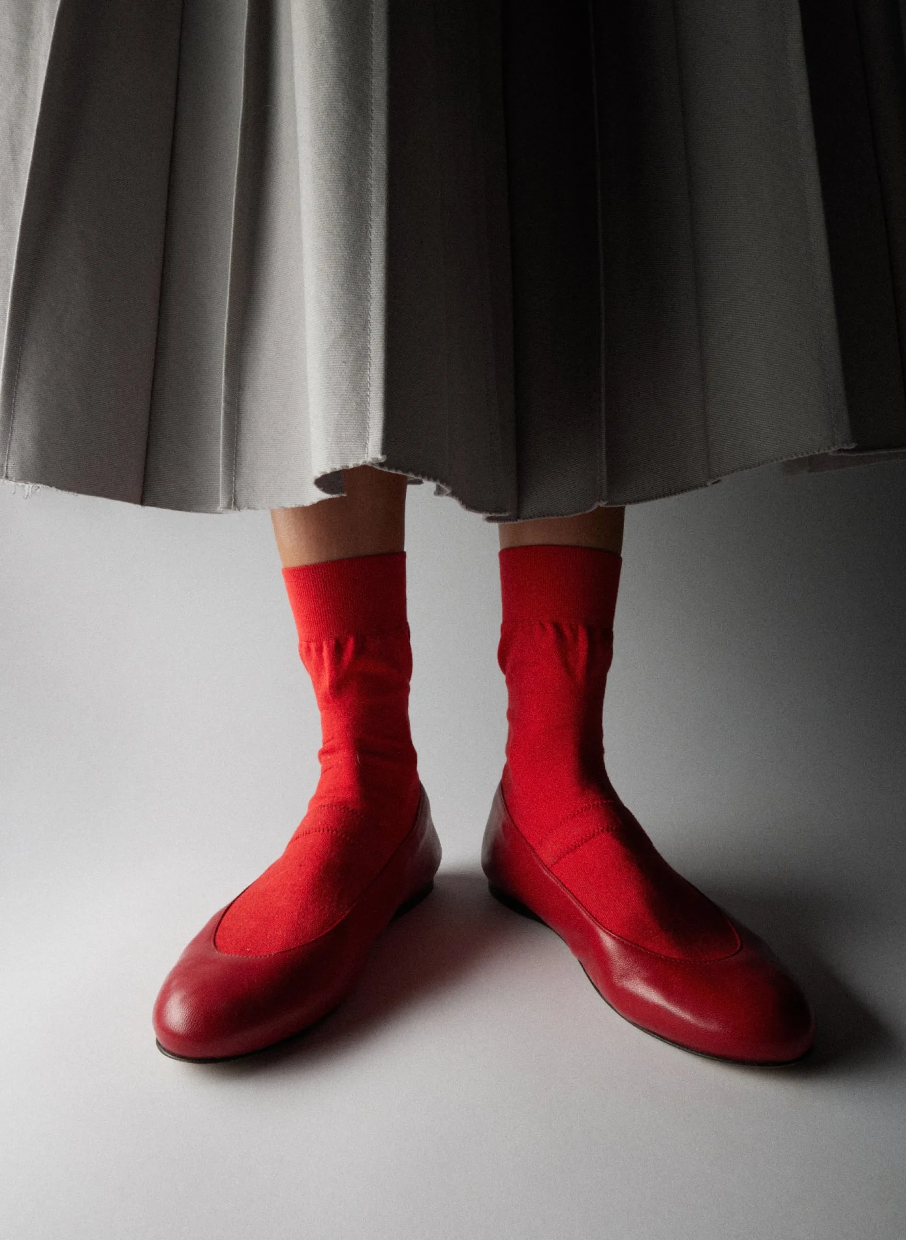 Flats>Tibi Borg Sock Shoe Red