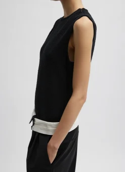 Tops>Tibi Boucle Knit Sleeveless Top Black
