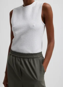 Tops>Tibi Boucle Knit Sleeveless Top White