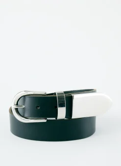 Belts>Tibi Carlos Leather Belt Black