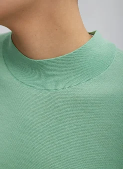 Knitwear & Sweatshirts>Tibi Cashmere Silk Blend Mock Neck Easy Sweater Green Tea