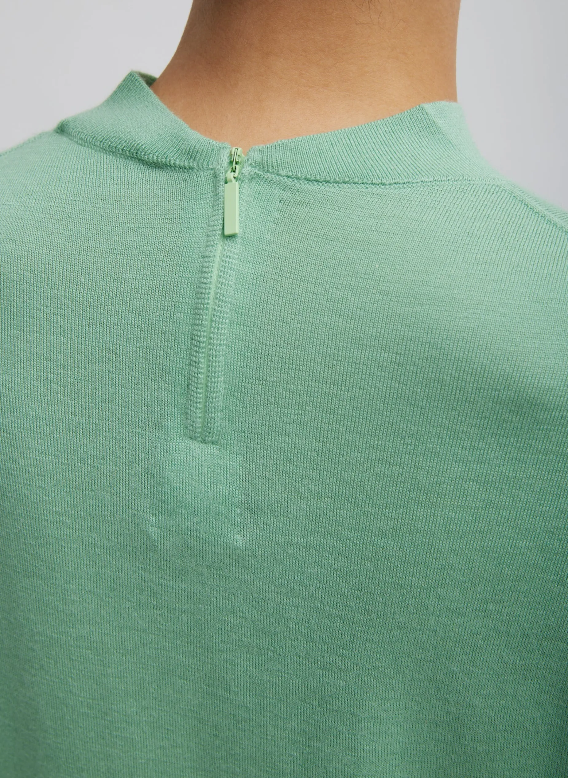 Knitwear & Sweatshirts>Tibi Cashmere Silk Blend Mock Neck Easy Sweater Green Tea