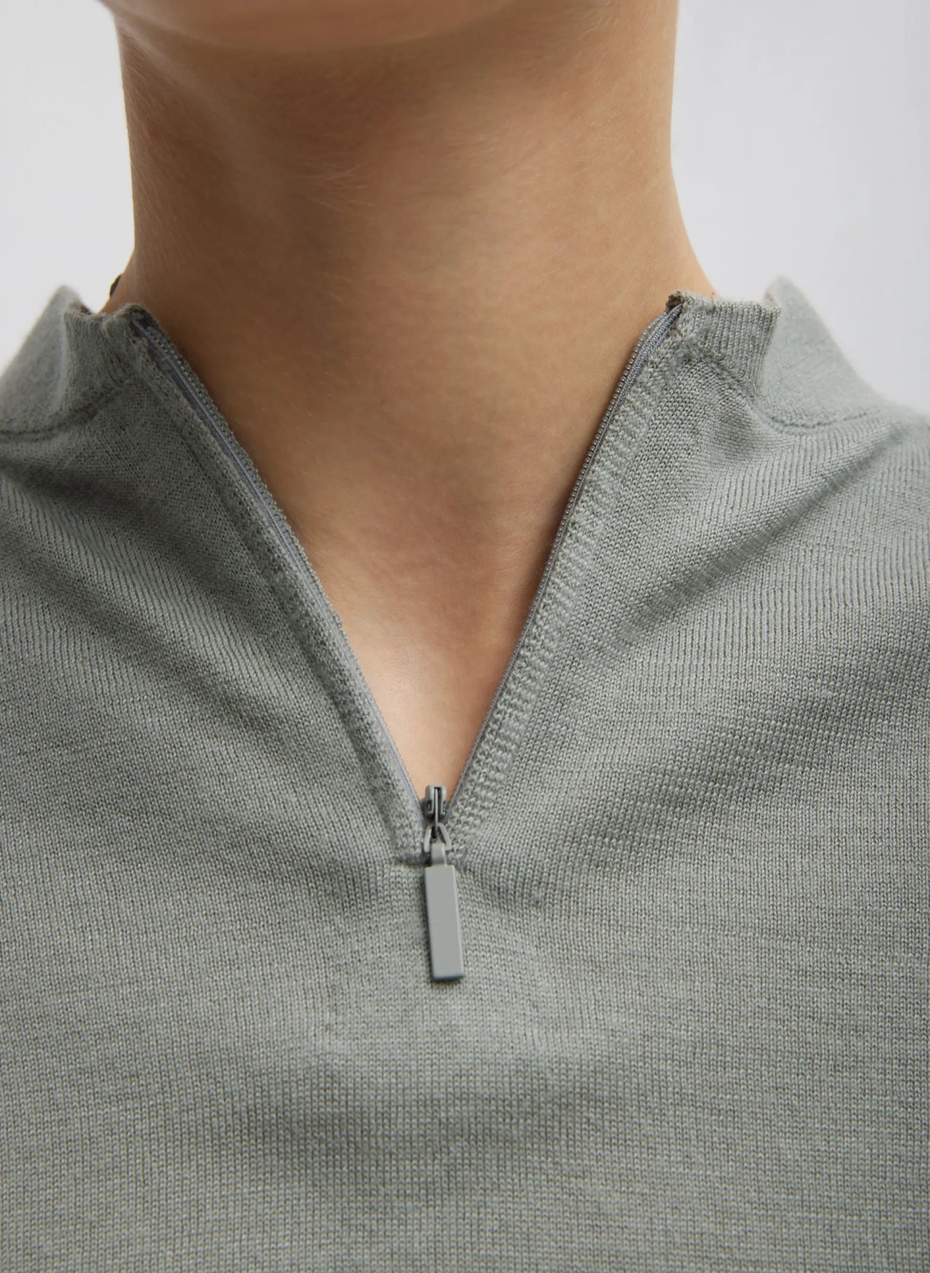 Knitwear & Sweatshirts>Tibi Cashmere Silk Blend Mock Neck Easy Sweater Pumice Grey