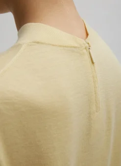Knitwear & Sweatshirts>Tibi Cashmere Silk Blend Mock Neck Easy Sweater Lemon Ice