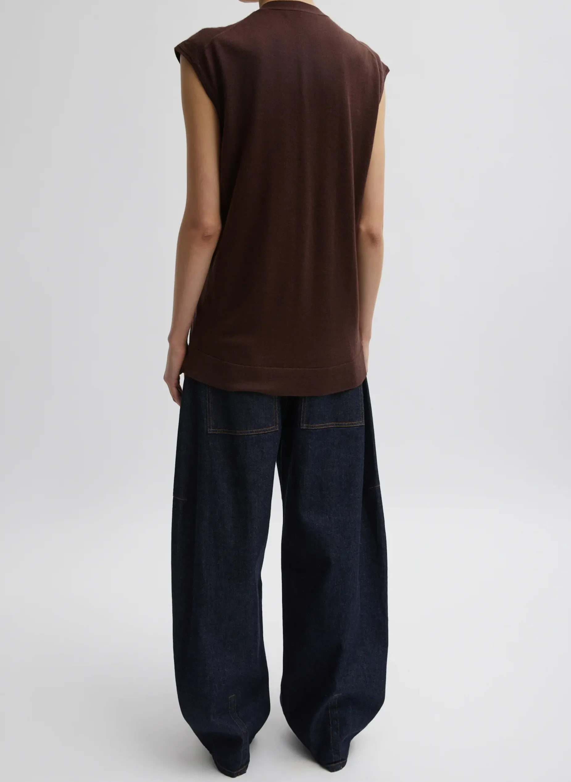 Knitwear & Sweatshirts>Tibi Cashmere Silk Blend Sleeveless Button Down Sweater Hickory