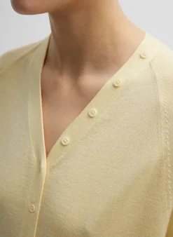 Knitwear & Sweatshirts>Tibi Cashmere Silk Blend Slim Cardigan Lemon Ice