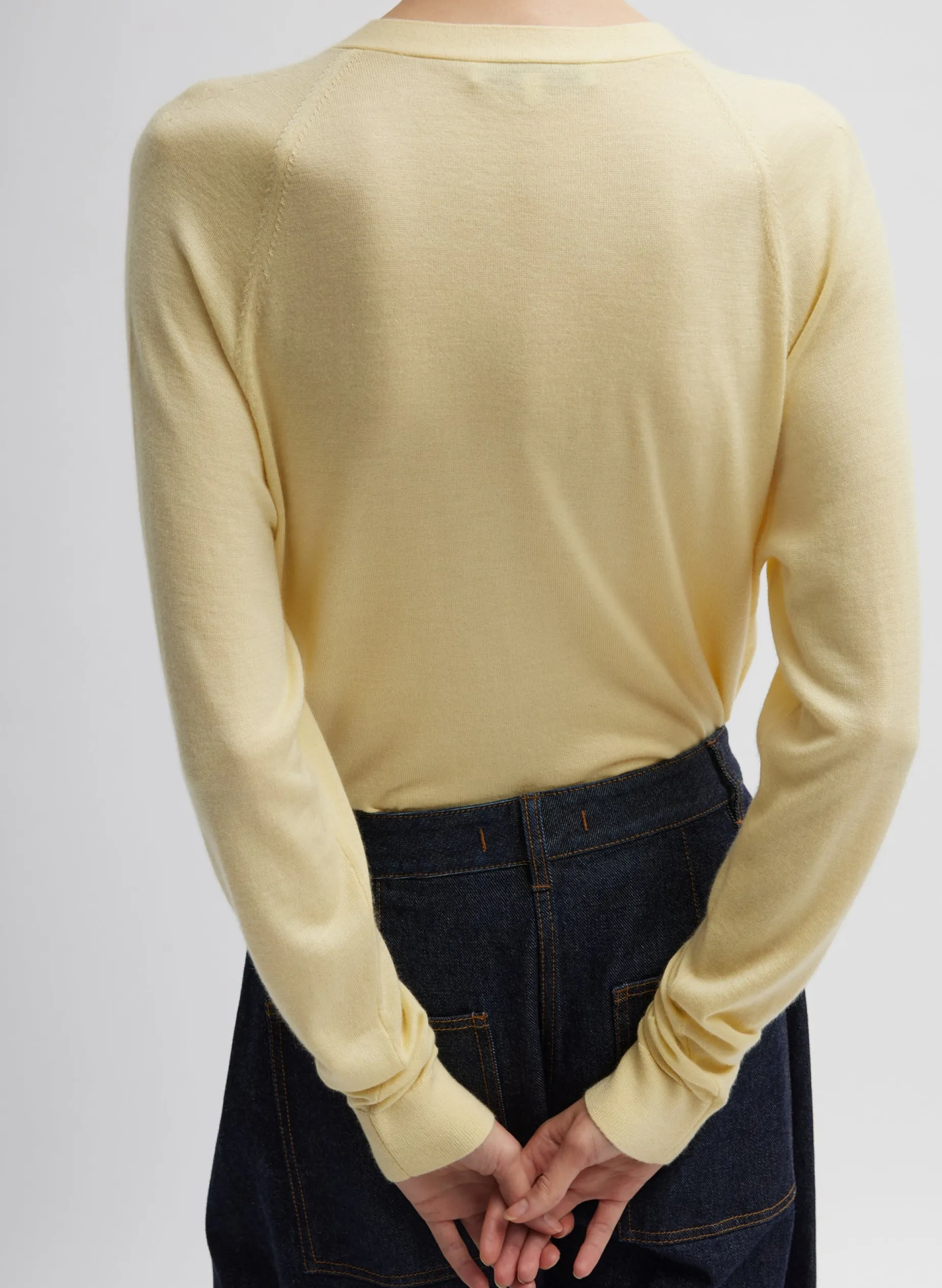 Knitwear & Sweatshirts>Tibi Cashmere Silk Blend Slim Cardigan Lemon Ice