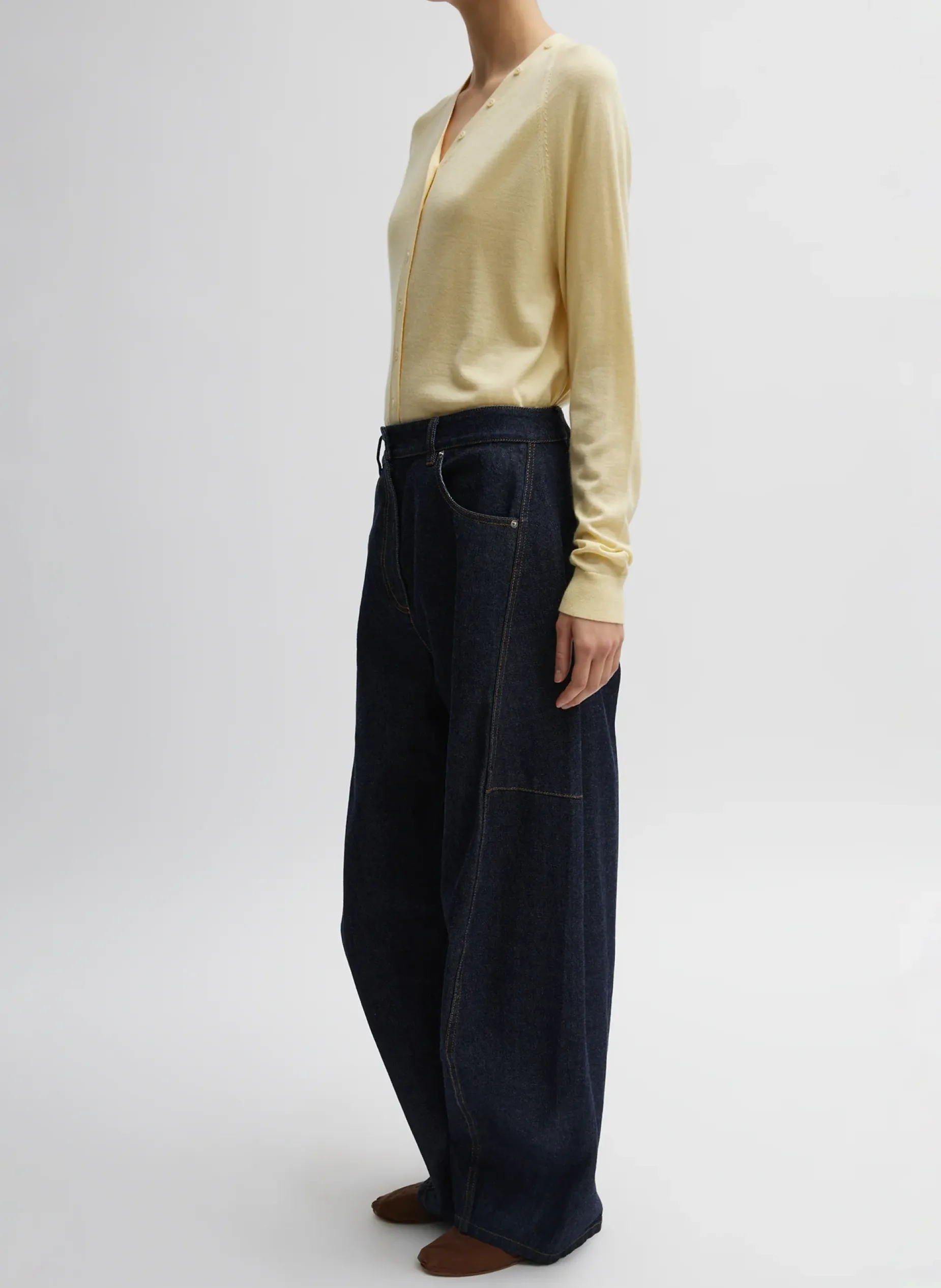 Knitwear & Sweatshirts>Tibi Cashmere Silk Blend Slim Cardigan Lemon Ice