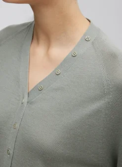 Knitwear & Sweatshirts>Tibi Cashmere Silk Blend Slim Cardigan Pumice Grey