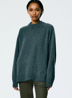 Knitwear & Sweatshirts>Tibi Cashmere Sweater Crewneck Oversized Pullover Dark Heather Grey