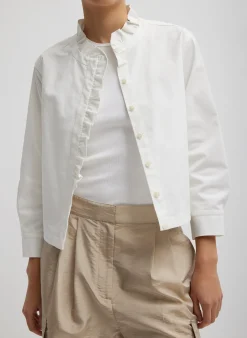 Tops>Tibi Chino Holly Bracelet Sleeve Shirt White