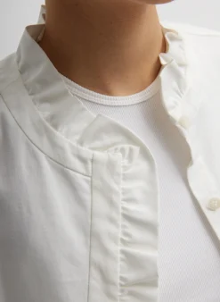 Tops>Tibi Chino Holly Bracelet Sleeve Shirt White