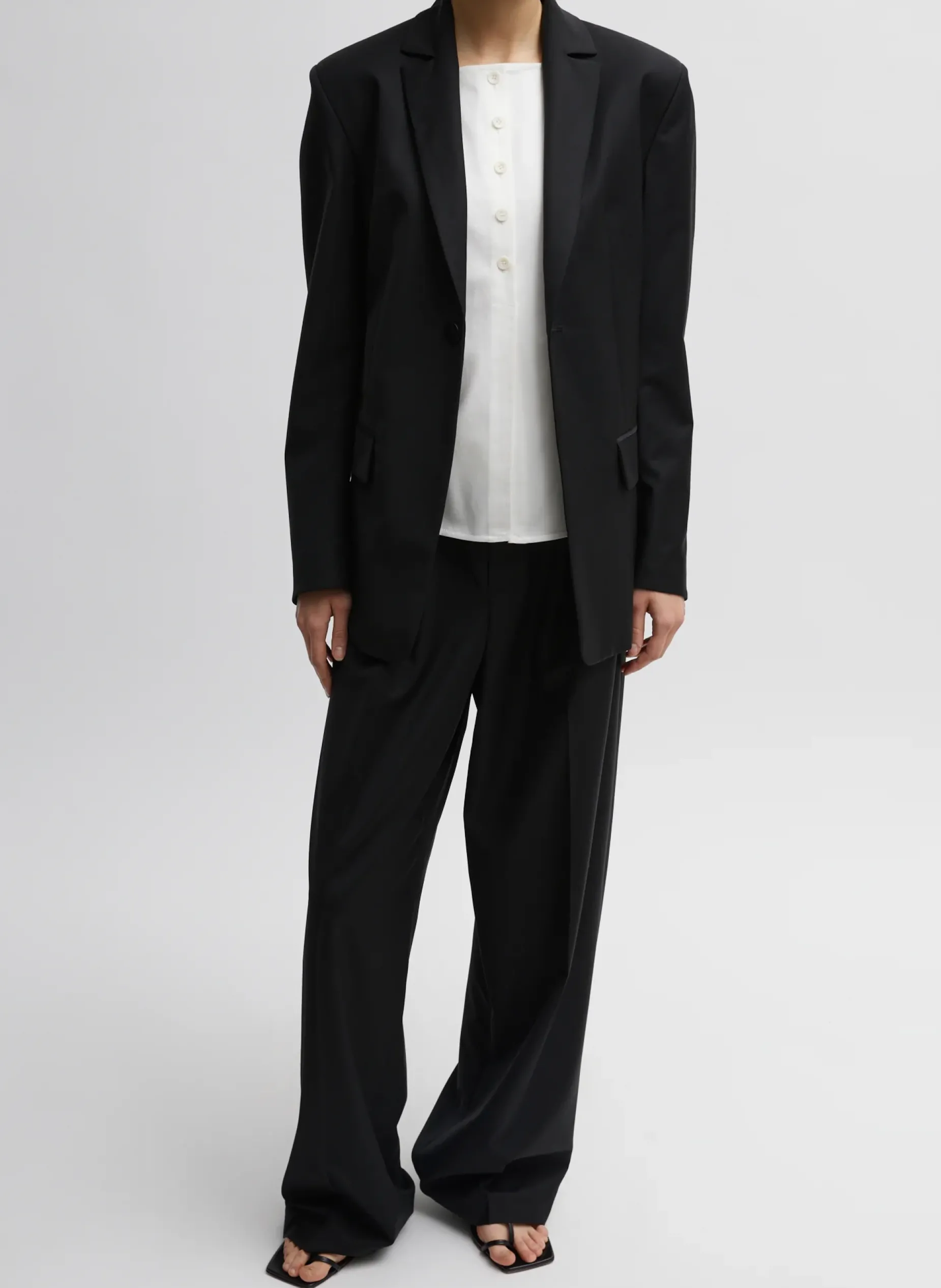 Tops>Tibi Chino Slit Front Sleeveless Top White