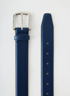 Belts>Tibi Classic Men's Leather Belt Ultramarine Blue