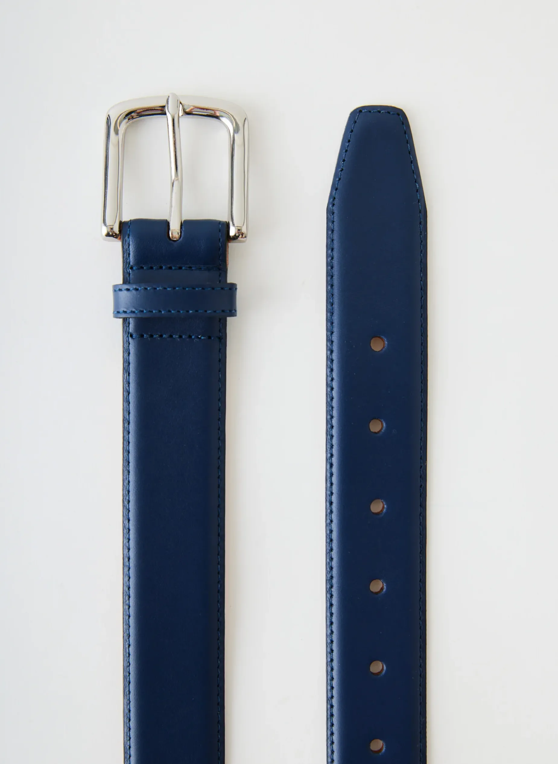 Belts>Tibi Classic Men's Leather Belt Ultramarine Blue