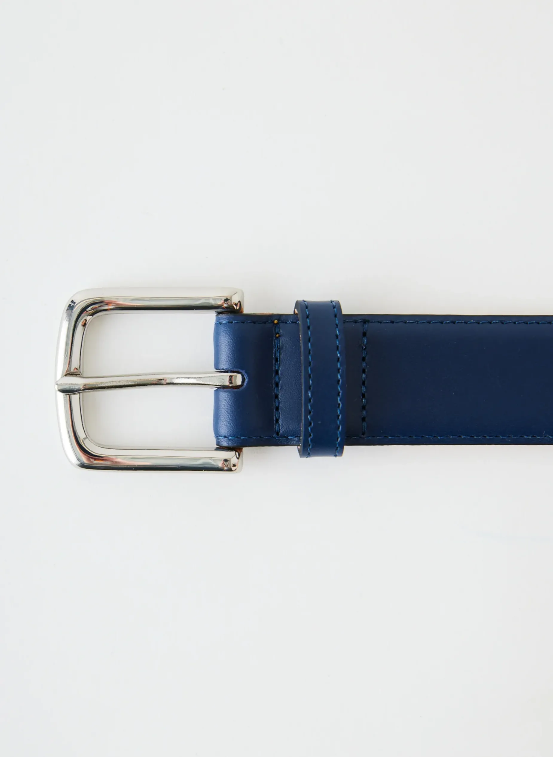 Belts>Tibi Classic Men's Leather Belt Ultramarine Blue