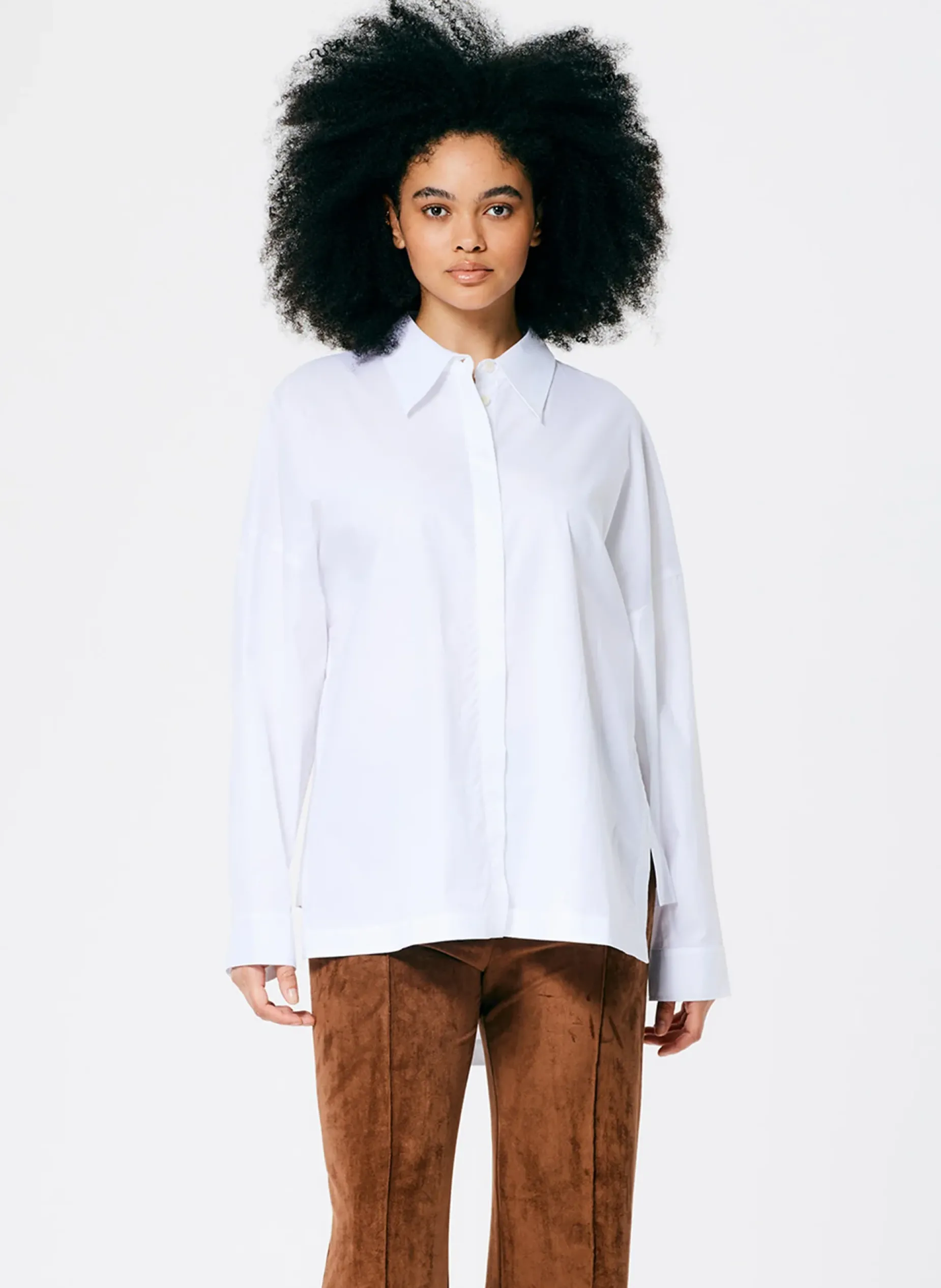 Tops|Fundamentals - WOFs>Tibi Classic Shirting Oversized Gabe Shirt White
