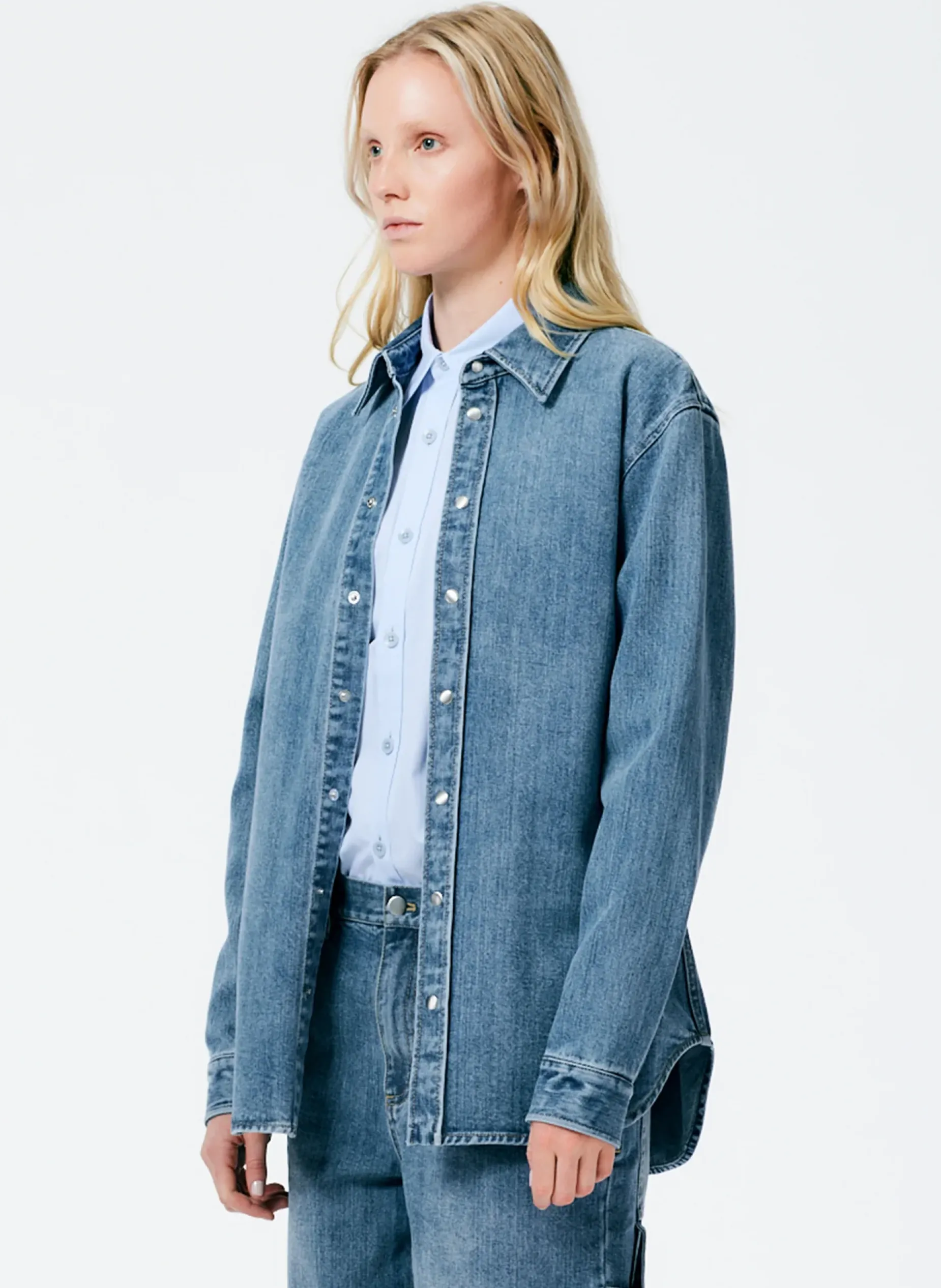 Denim|Tops>Tibi Classic Wash Denim Easy Shirt Classic Blue