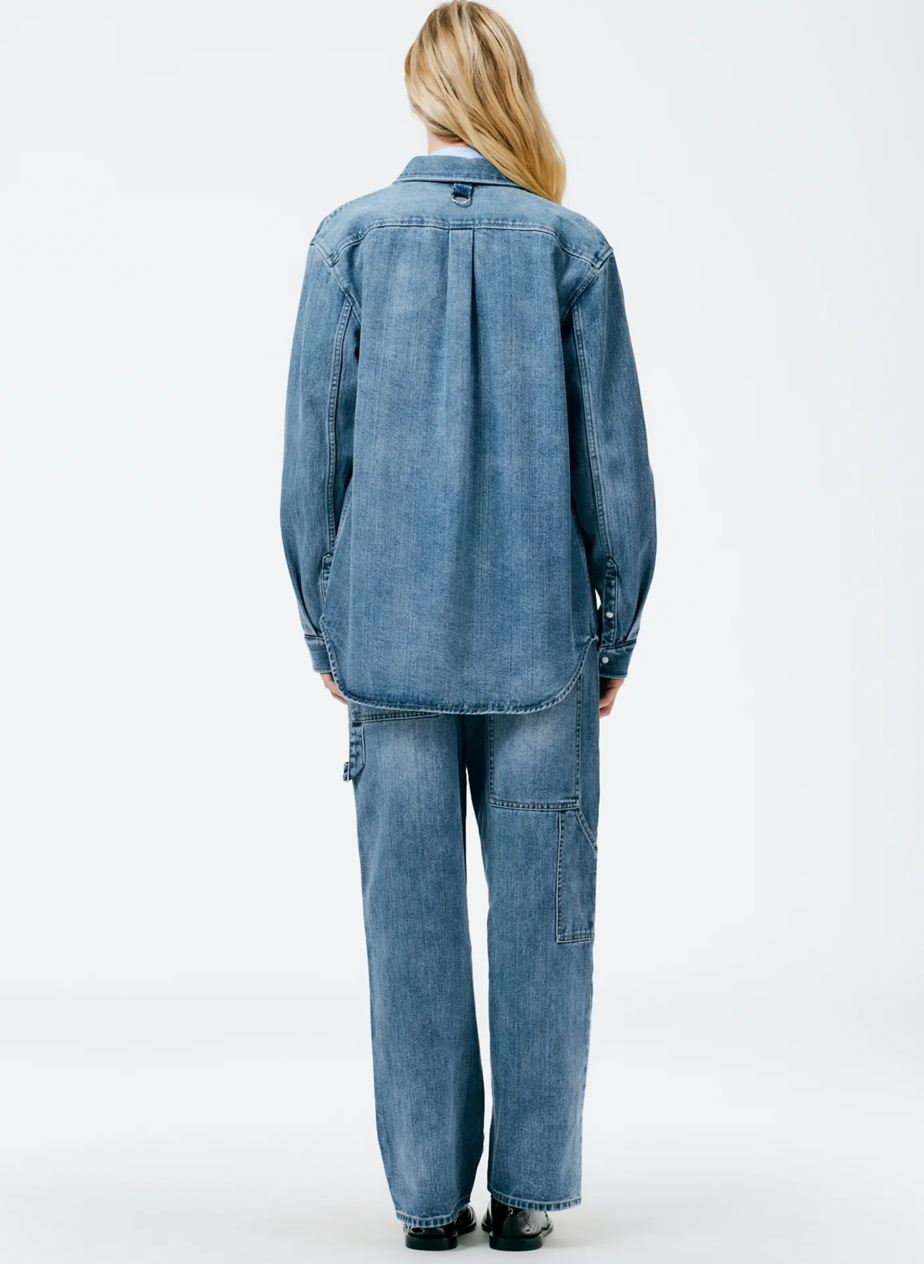 Denim|Tops>Tibi Classic Wash Denim Easy Shirt Classic Blue