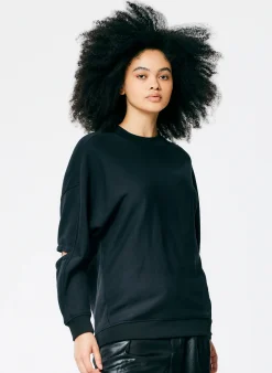 Leisure Sets|Knitwear & Sweatshirts>Tibi Cocoon Crewneck Sweatshirt Black