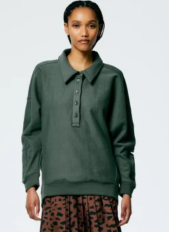 Leisure Sets|Knitwear & Sweatshirts>Tibi Cocoon Crewneck Sweatshirt Grey Pine