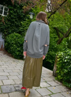 Leisure Sets|Knitwear & Sweatshirts>Tibi Cocoon Crewneck Sweatshirt Grey Pine