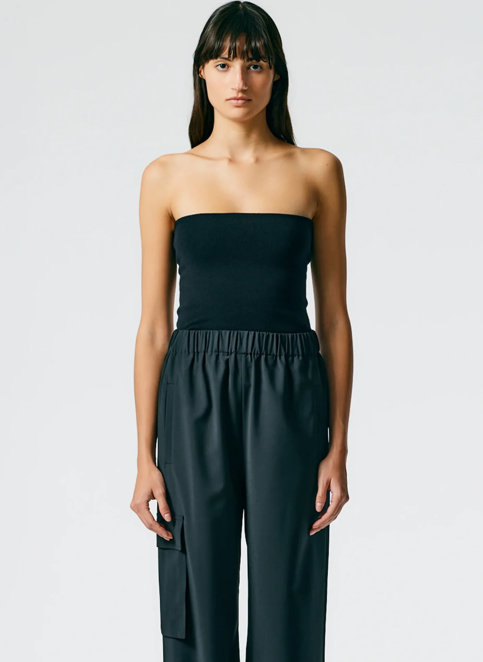 Knitwear & Sweatshirts|Fundamentals - WOFs>Tibi Compact Stretch Cashmere Tube Top Black