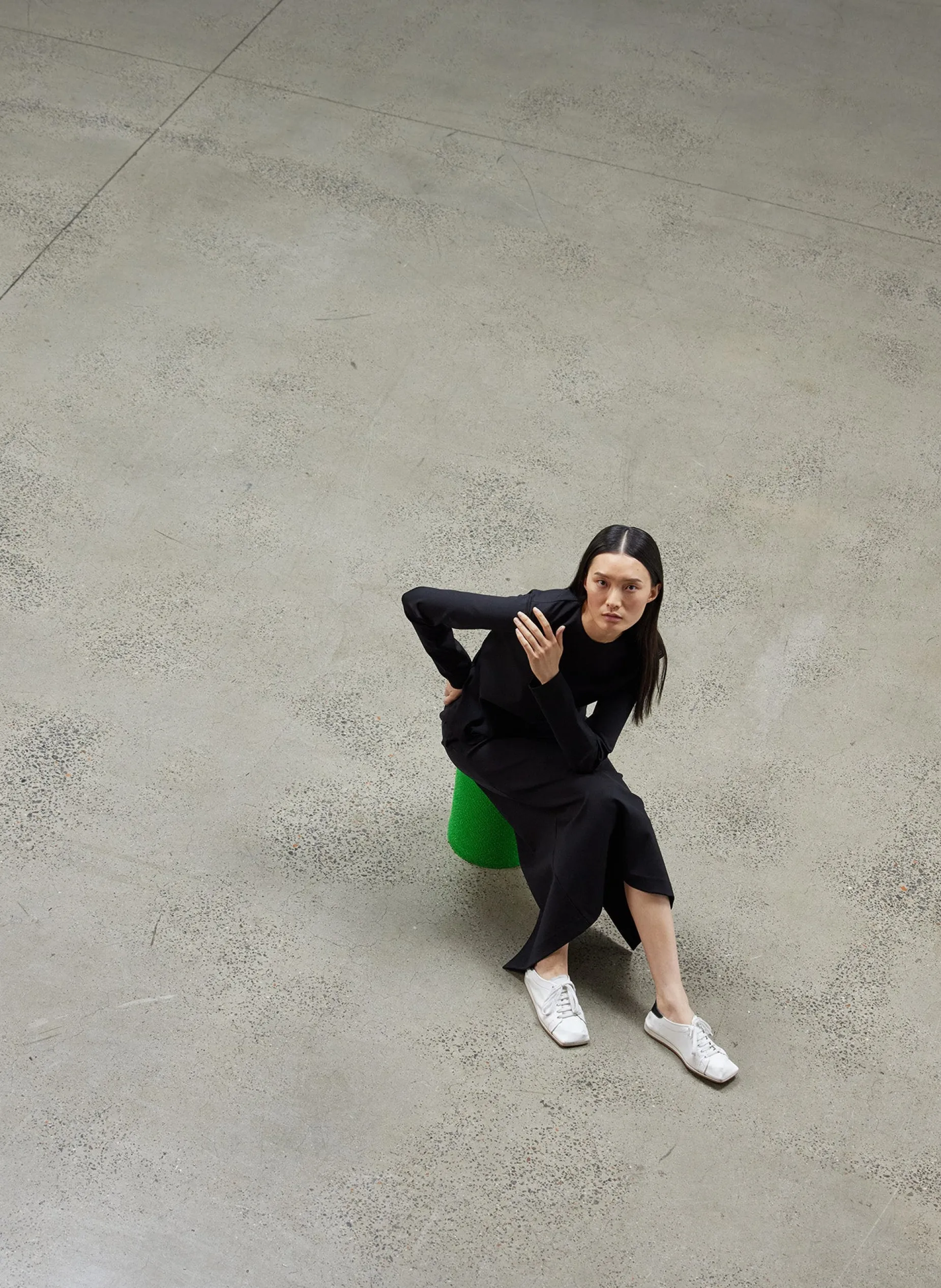 Tops|Fundamentals - WOFs>Tibi Compact Ultra Stretch Knit Long Sleeve Slim Top Black