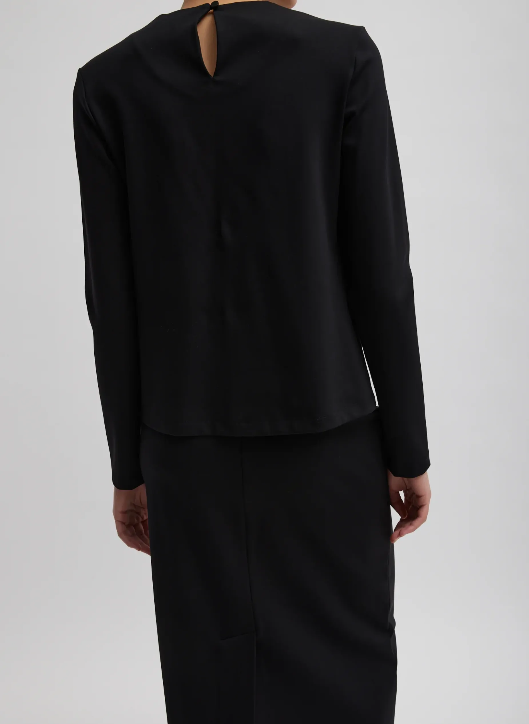 Tops|Fundamentals - WOFs>Tibi Compact Ultra Stretch Knit Long Sleeve Slim Top Black