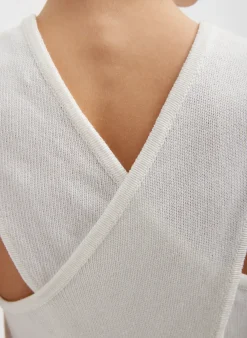 Knitwear & Sweatshirts|Coming Soon>Tibi Cotton Criss Cross Cropped Sleeveless Sweater White