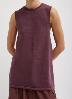 Knitwear & Sweatshirts|Coming Soon>Tibi Cotton Criss Cross Sleeveless Sweater Cinnamon